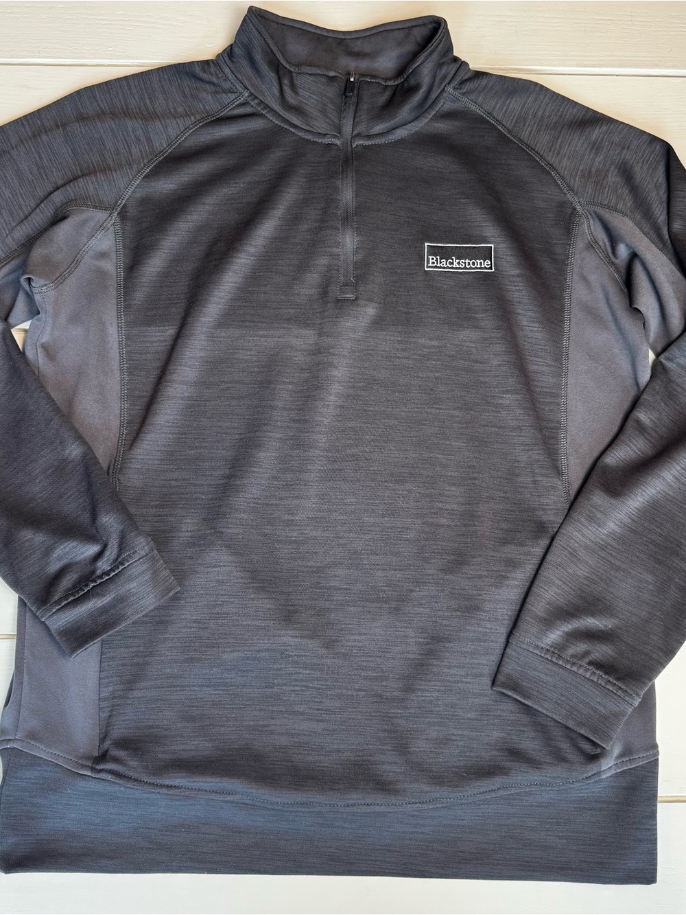 Blackstone Logo Gray Heather Quarter Zip Long Sleeve Pullover